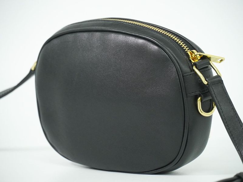 Authentic Celine Ccharm Shoulder Bag Pochette Leather Black Bag Pre-owned