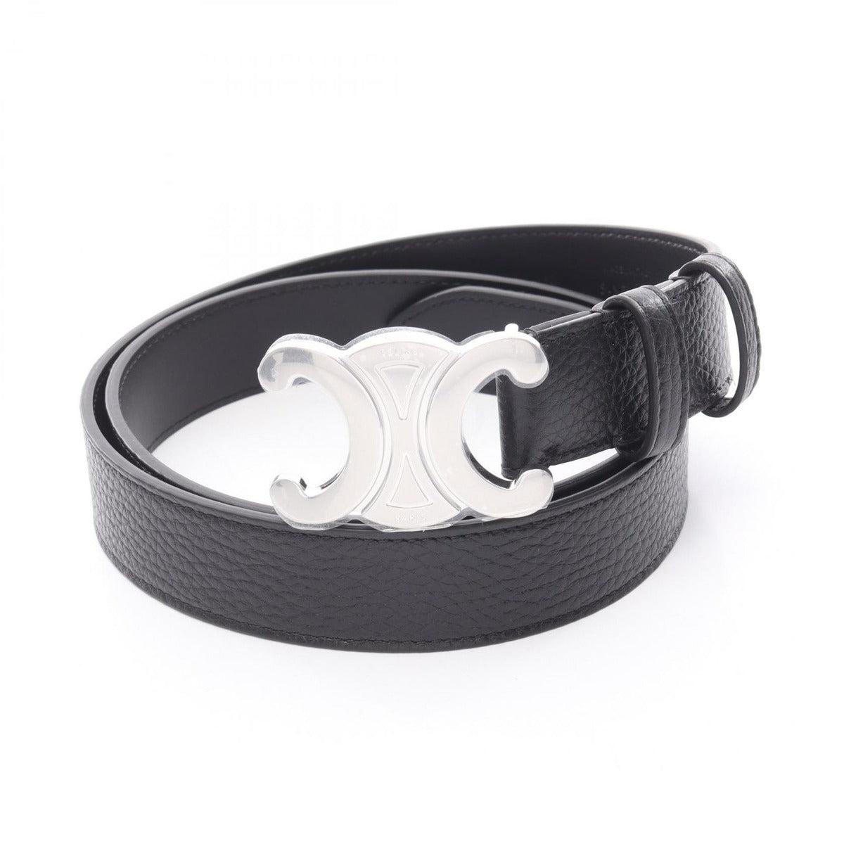 Celine Belt Triomphe Large Black Leather