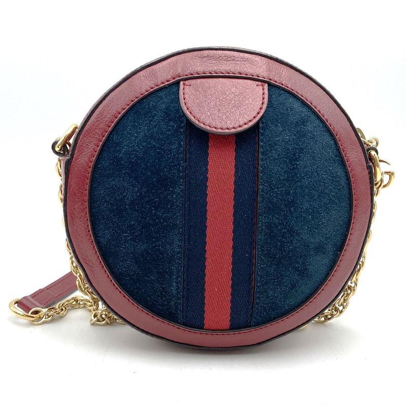 Gucci GG Marmont Sherry Line Mini Round Ophidia 550618 Shoulder Bag Suede/leathe