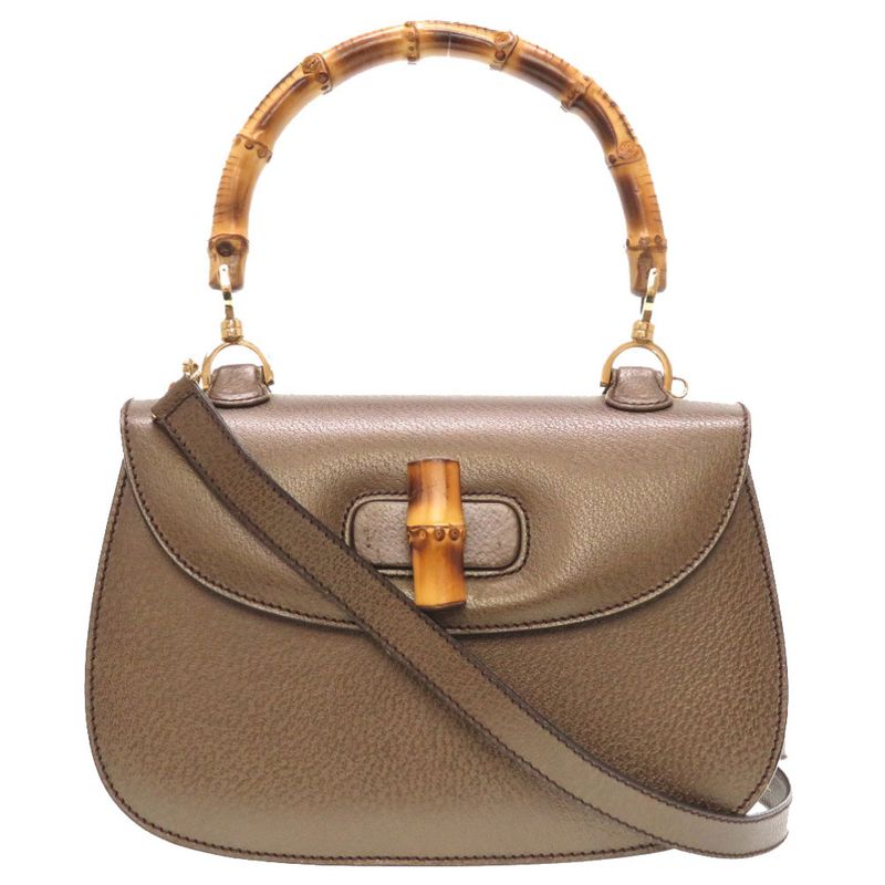 Gucci Bamboo Leather Bronze 000 926 Handbag 0061