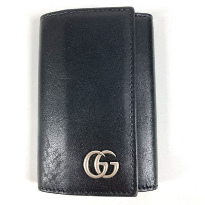 Gucci Key Case GG Logo Leather Black