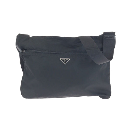Prada Tessuto Black Silver Nylon Shoulder Bag