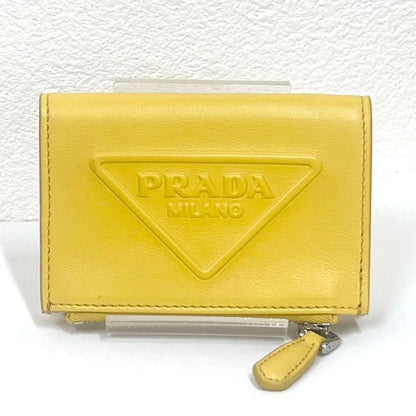 Prada Card Case Coin Purse Fold Wallet Logo Grace Triangle Compact Leather