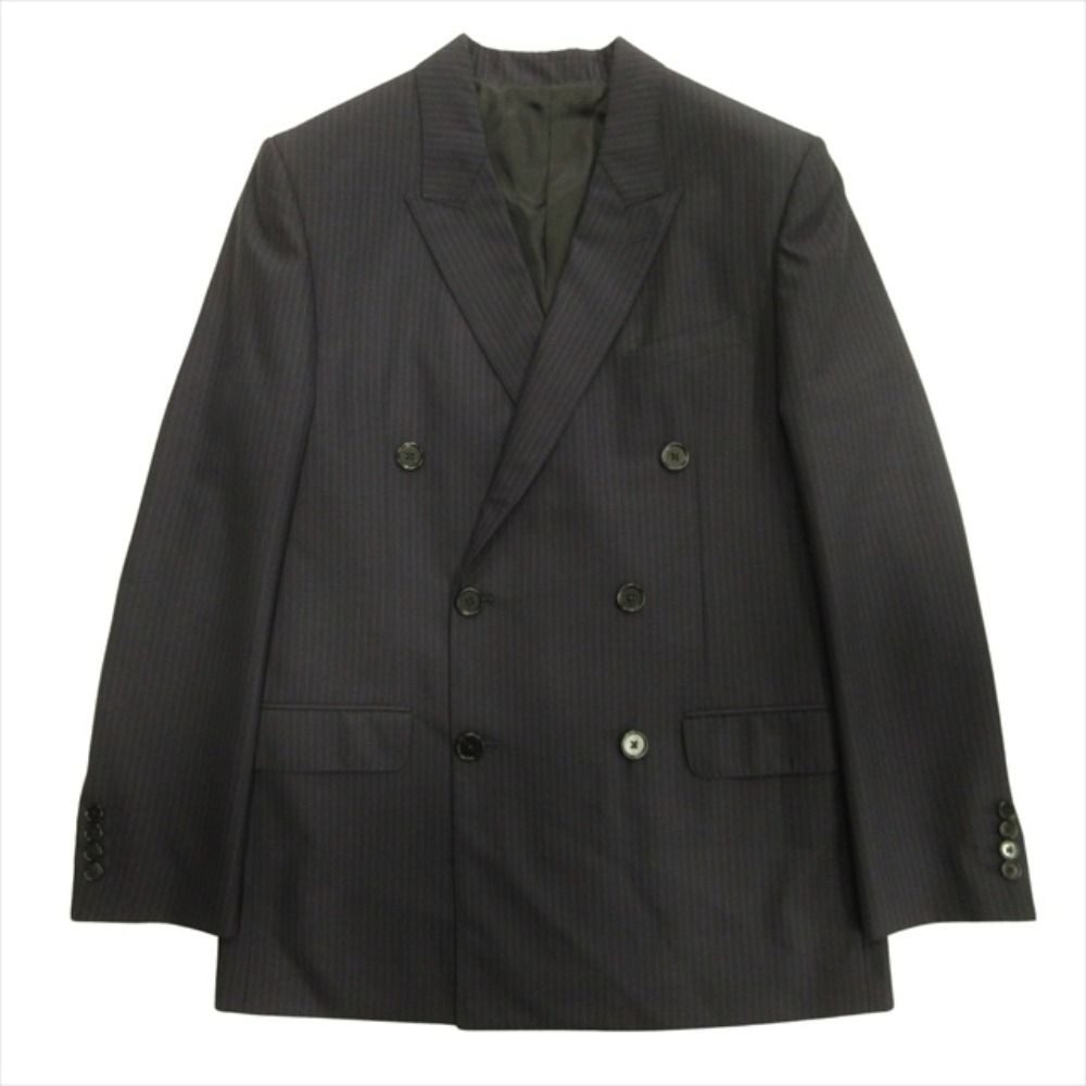 Celine Jude Double Tailored Jacket Blue Leather Oversize Striped Hedi Slimane