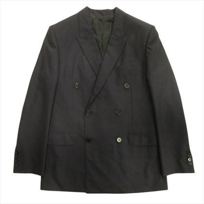 Celine Jude Double Tailored Jacket Blue Leather Oversize Striped Hedi Slimane