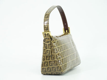 Authentic Fendi Zucchino Shoulder Bag Handbag Vinyl Brown 26725 Zucchino Bag