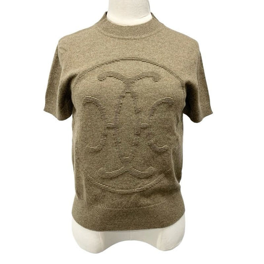 Hermes Top Cashmere Brown H Lift Small Fit Knit