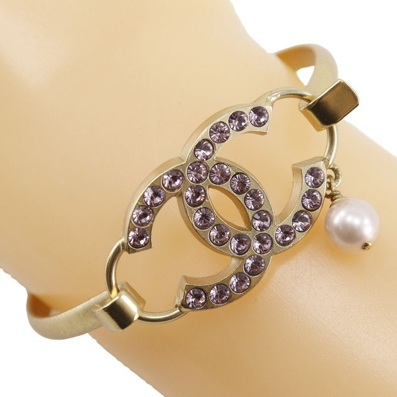 Chanel Coco Mark Gold Plated Rhinestone Faux Pearl Pink 02 P 15.3