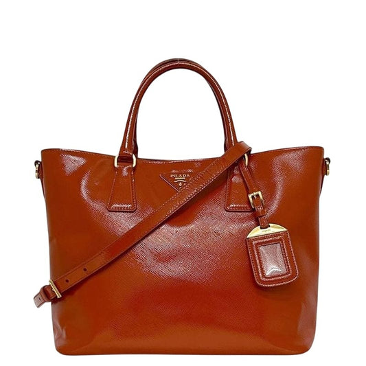 Prada 2 way Bag Orange Patent Leather 103
