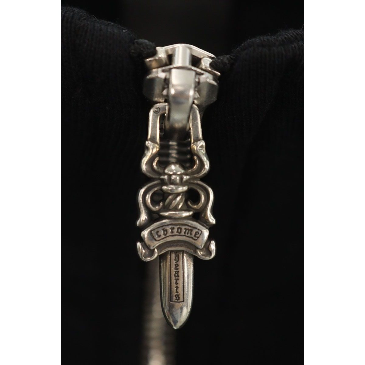 Chrome Hearts Not Calf Hair Leather Cross Patch Half Zip Sweatshirt XS — view 3