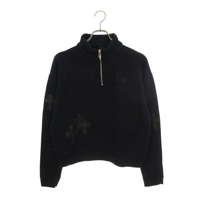 Chrome Hearts Not Calf Hair Leather Cross Patch Half Zip Sweatshirt XS