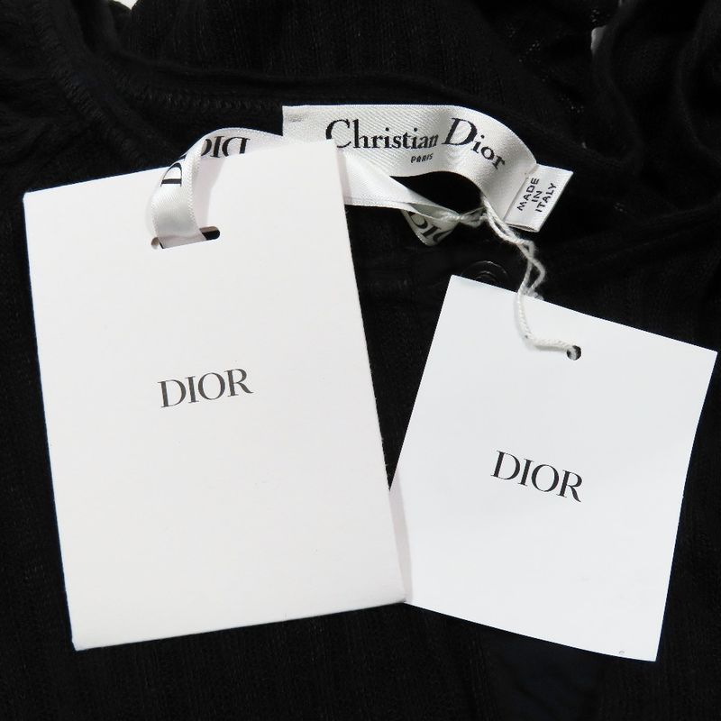 Unused 23ss Christian Dior Tiered Frill Linen Knit Dress Long Logo Embroidery