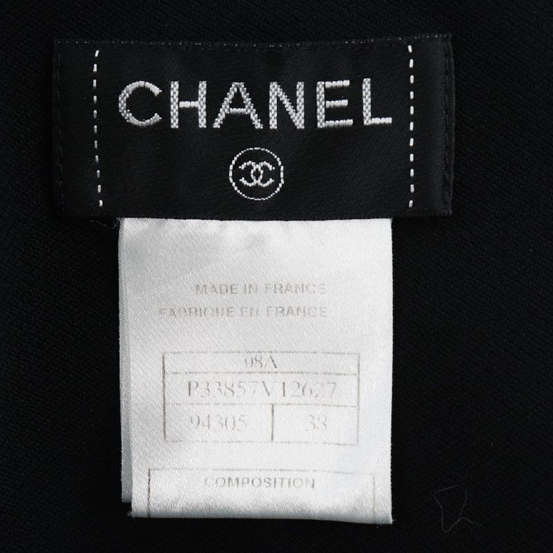 Chanel Tight High Waist 08A P33857v12627 Wool Black Women's Skirt