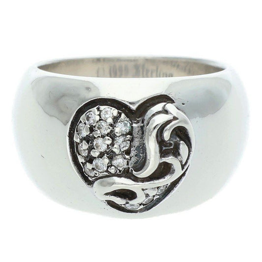 Chrome Hearts Heart in Band P Dmnd in Pave Diamond Silver Ring
