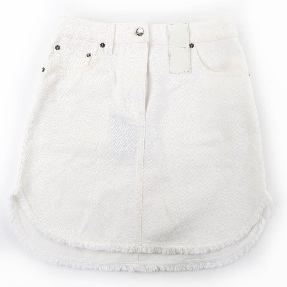 Louis Vuitton Cotton Frayed Hem Denim Skirt White 36