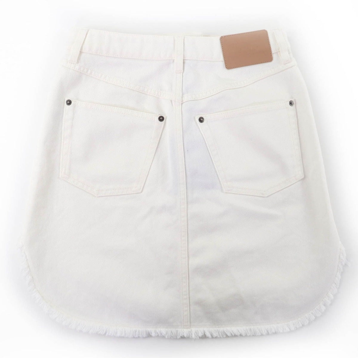 Louis Vuitton Cotton Frayed Hem Denim Skirt White 36 — view 3