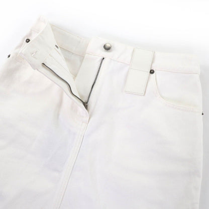 Louis Vuitton Cotton Frayed Hem Denim Skirt White 36 — view 5