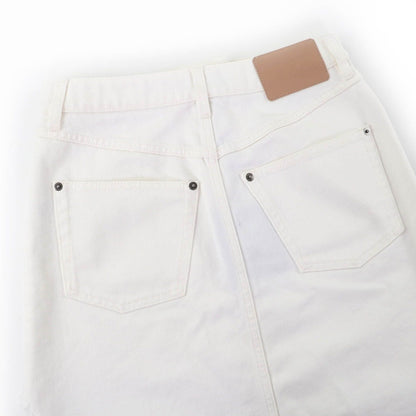Louis Vuitton Cotton Frayed Hem Denim Skirt White 36 — view 6