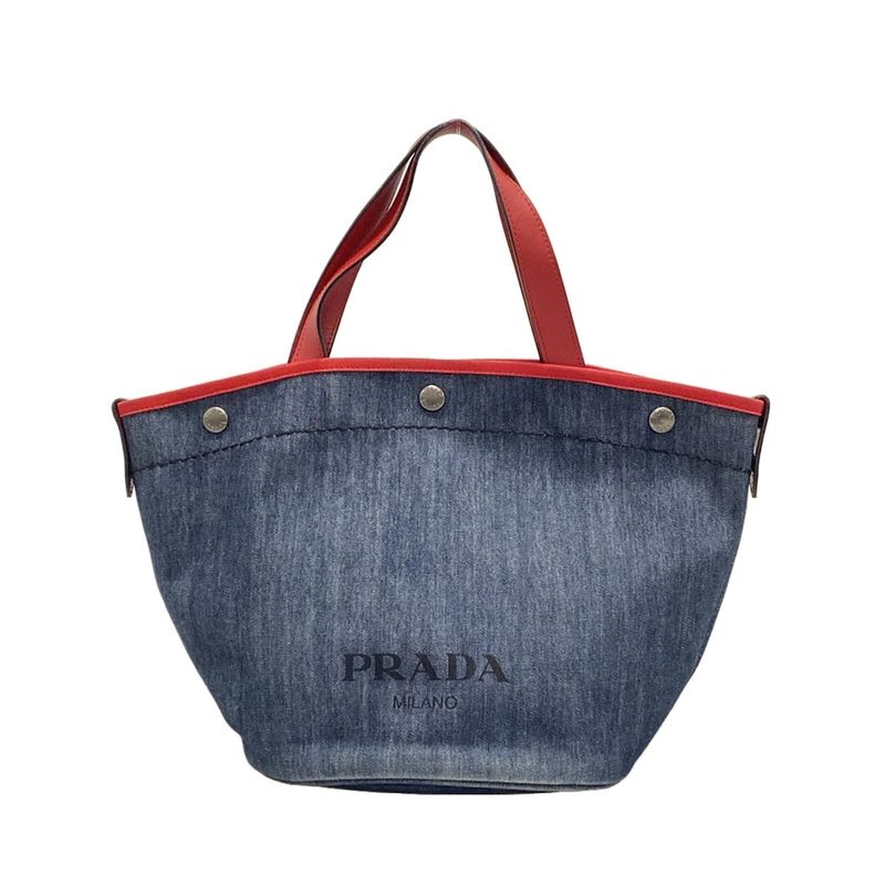 Prada Tote Bag - Navy And Red Leather