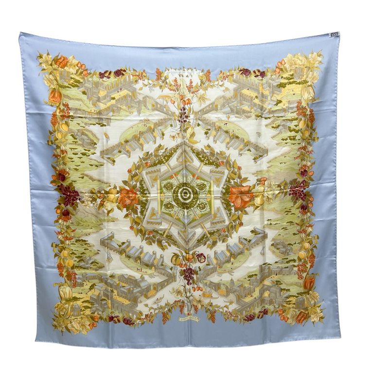 Hermes Scarf Carré 90 Au Pays De Cocagne In Paradise Silk Blue