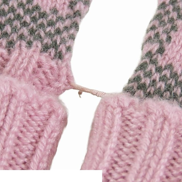 Gucci Fingerless Gloves Pink Gray Cashmere GG Logo — view 4