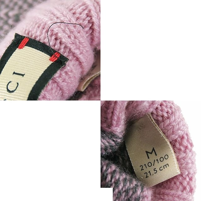 Gucci Fingerless Gloves Pink Gray Cashmere GG Logo — view 6