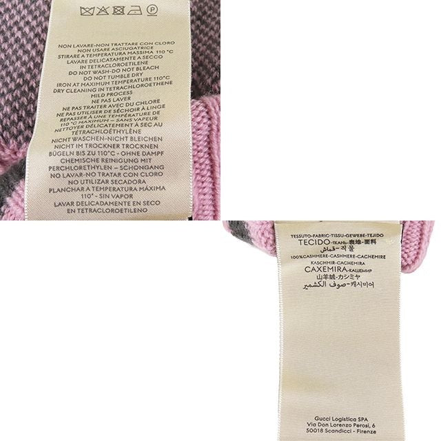Gucci Fingerless Gloves Pink Gray Cashmere GG Logo — view 8