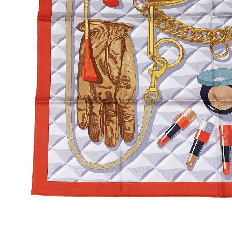 Hermes Carre 90 Scarf Beaute Composee 100% Silk Orange Brown