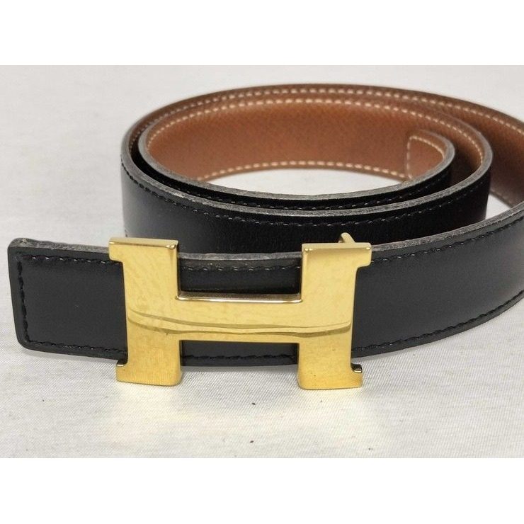 Hermes Belt Mini Constance Black Gold Leather Hhardware — view 2