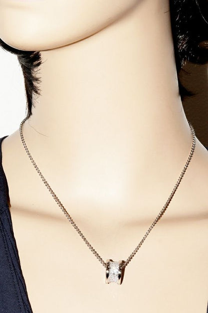 Bulgari Pendant Necklace 18K White Gold Pave Diamond 087ct Bzero1 Pendant