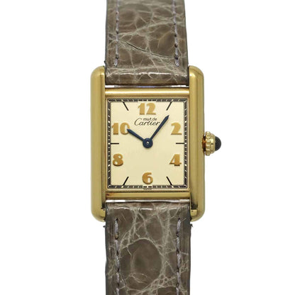 Cartier Must Tank SM Vermeil Vintage Watch Ivory Quartz