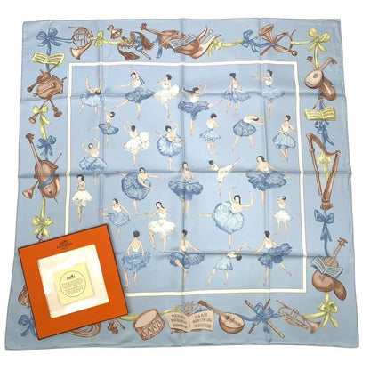 Hermes Carre 90 la Dance Ballet Dancer Ballerina Scarf Silk Blue