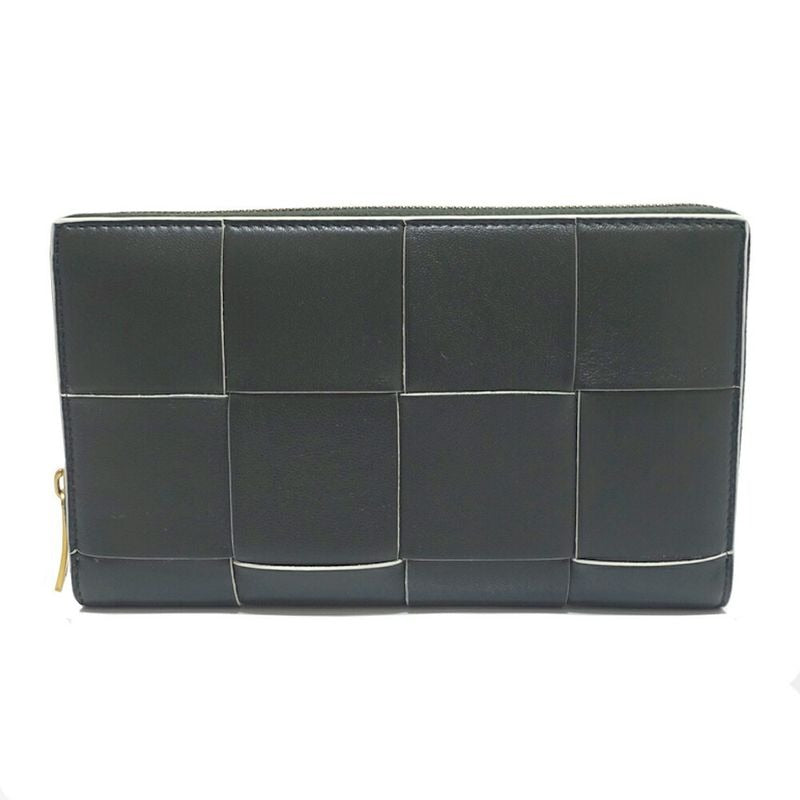 Bottega Veneta Cassette Zip Around Wallet RFID Intrecciato Leather