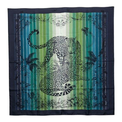Hermes Carre 90 Jungle Love Scarf Large Green Navy Multicolor Silk