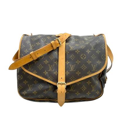 Louis Vuitton Saumur 35 Monogram Leather Brown Shoulder Bag Gold