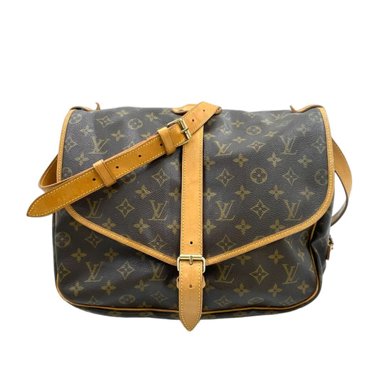 Louis Vuitton Saumur 35 Monogram Leather Brown Shoulder Bag Gold