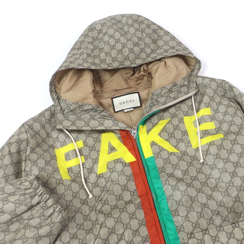 Gucci 20AW 636391 GG Logo All Over FAKE NOT Print Webline Nylon Jacket Blouson
