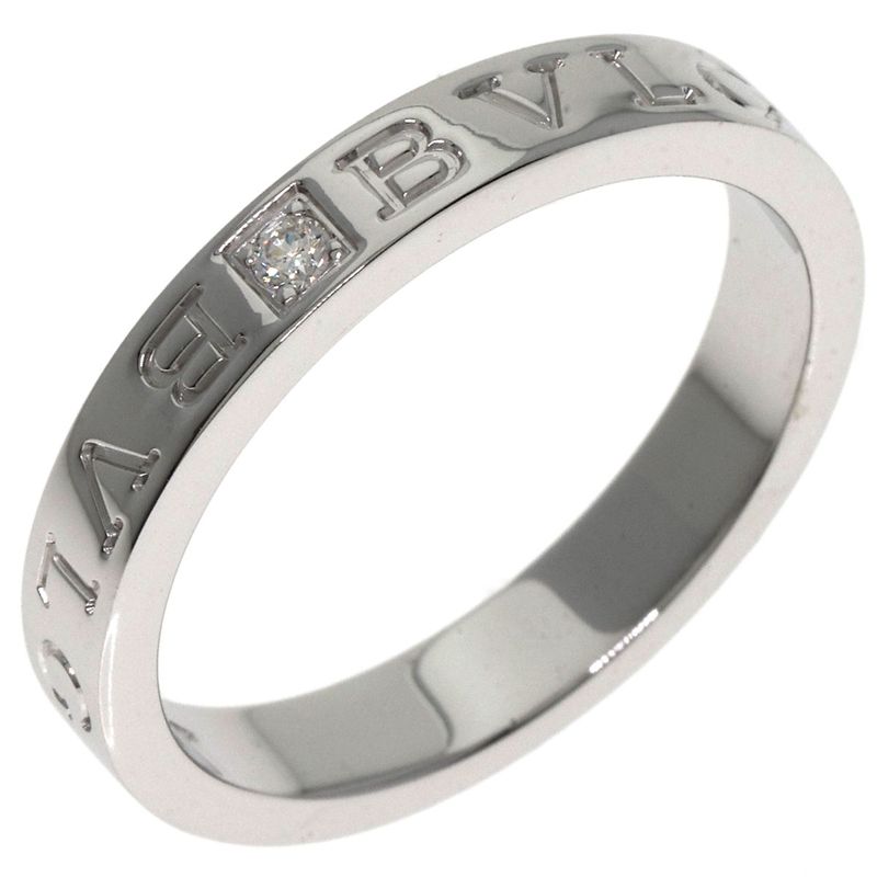 Bvlgari Bulgari Double Logo 1P Diamond Ring 18K White Gold Unisex
