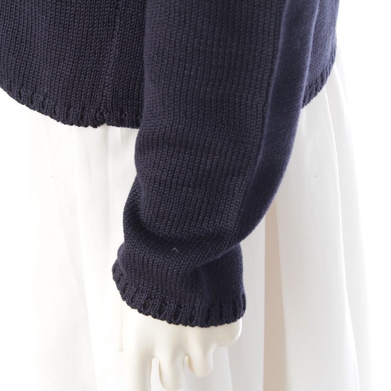 Prada 100% Silk Long Sleeve Cardigan Top Navy 44