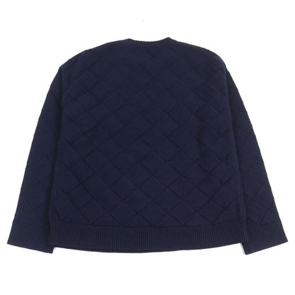 Bottega Veneta 751972 Wool Intrecciato Crew Neck Ribbed Sweater Knit Navy M