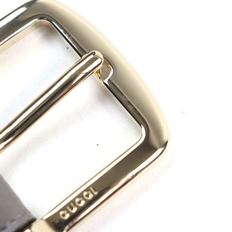 Gucci 281548 Leather Micro Guccissima Logo Engraved Belt Gray Gold Hardware