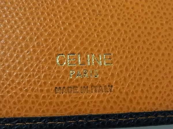 Celine Leather Bifold Long Wallet Men's Women's Navy Bk2603