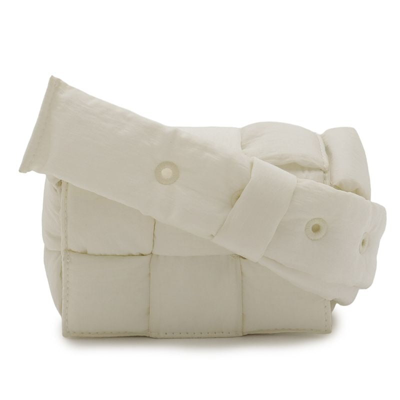 Bottega Veneta Candy Padded Tech Cassette Shoulder Bag Pochette Nylon White