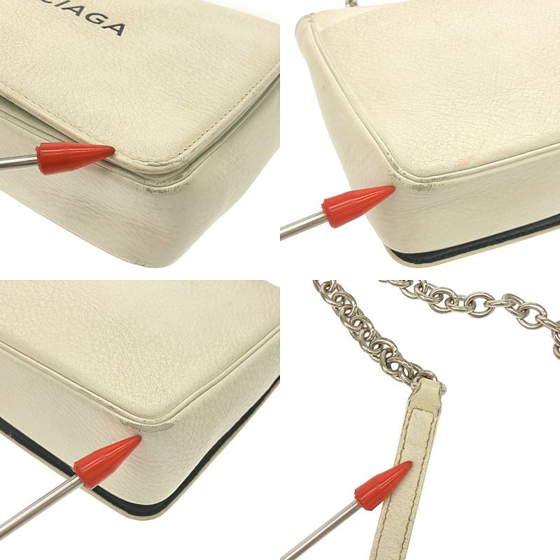 Balenciaga - 537387 Everyday Leather Logo Chain Wallet Shoulder Bag - White -