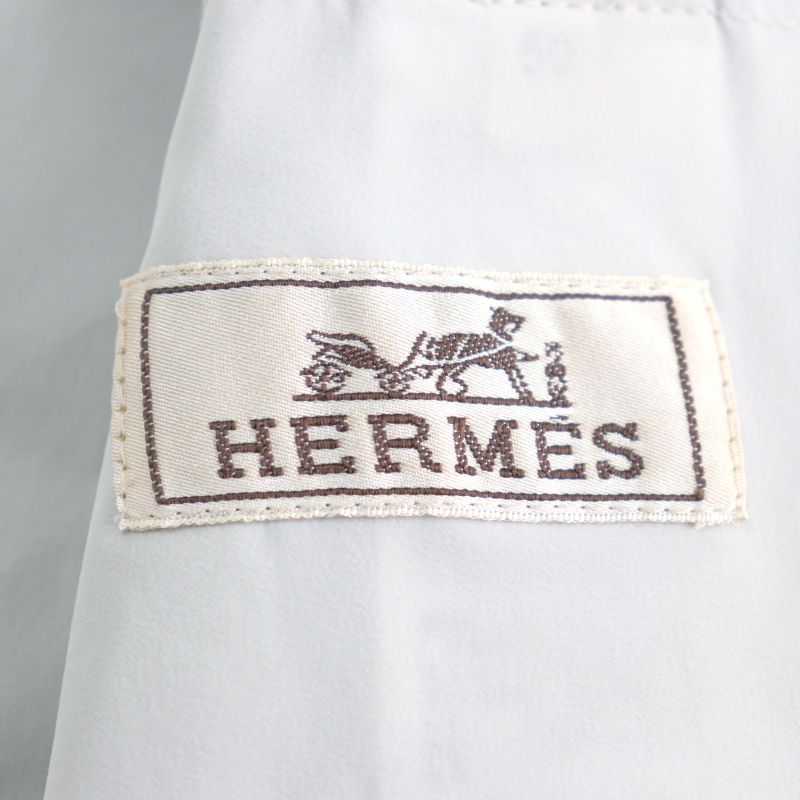 Hermes 24SS Bicolor Hooded Double Zip Nylon Jacket Blouson Light Gray Light