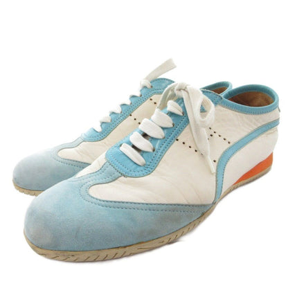 Hermes Quick Leather Suede Sneakers Shoes 37 Light Blue White YJ