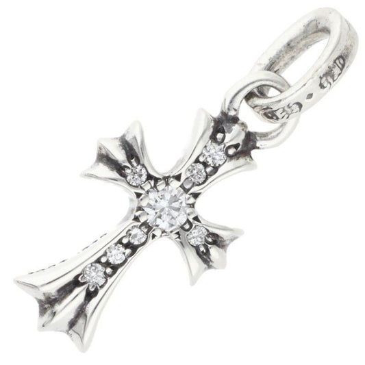 Chrome Hearts Crs Bbyfat P Dmnd Baby Fat Pave Diamond Charm Silver Necklace Top