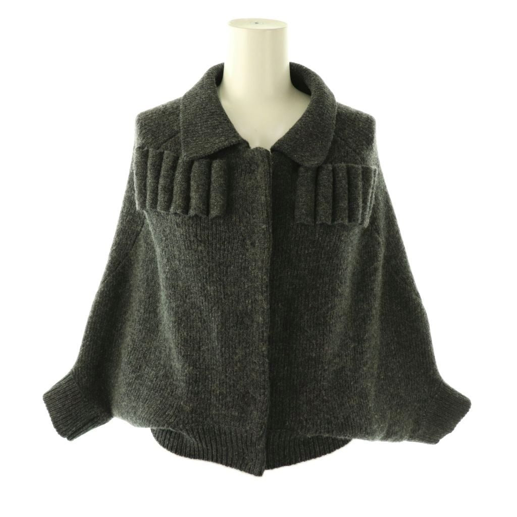 Louis Vuitton Wool Cashmere Frill Knit Poncho Cardigan S Dark Gray