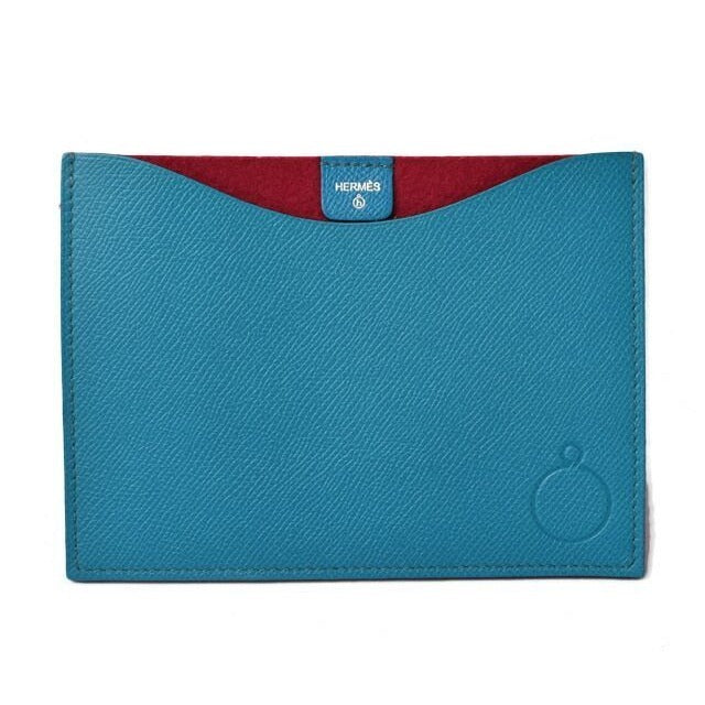 Hermes Flat Pouch Pass Case Petite Ache Vaux Epson Blue Red