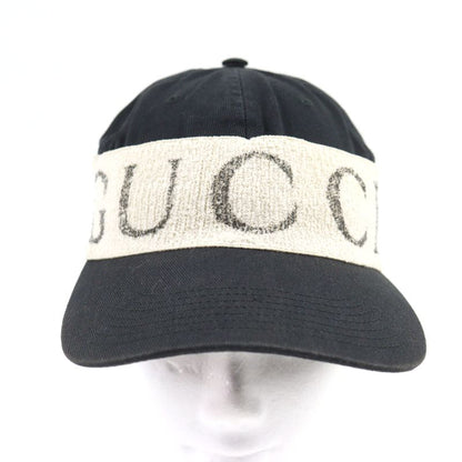 Gucci 492545 100% Cotton Logo-printed Hat With Headband Baseball Cap Black